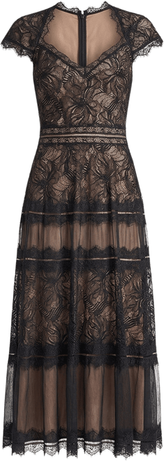 tadashi shoji short sleeve lace midi dress Tadashi Shoji Women's Lace & Mesh Midi Cocktail Dress - Blue