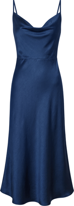 knee length dresses for ladies Green Silk Cowl Neck Midi Dress