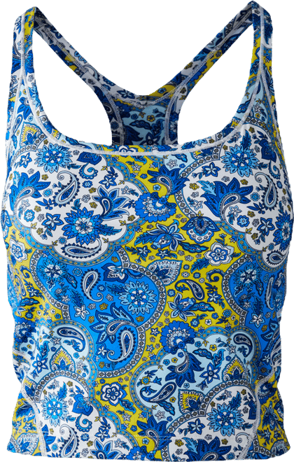 Pickletini Paisley Pop Racerback Performance Tank - Blue Paisley