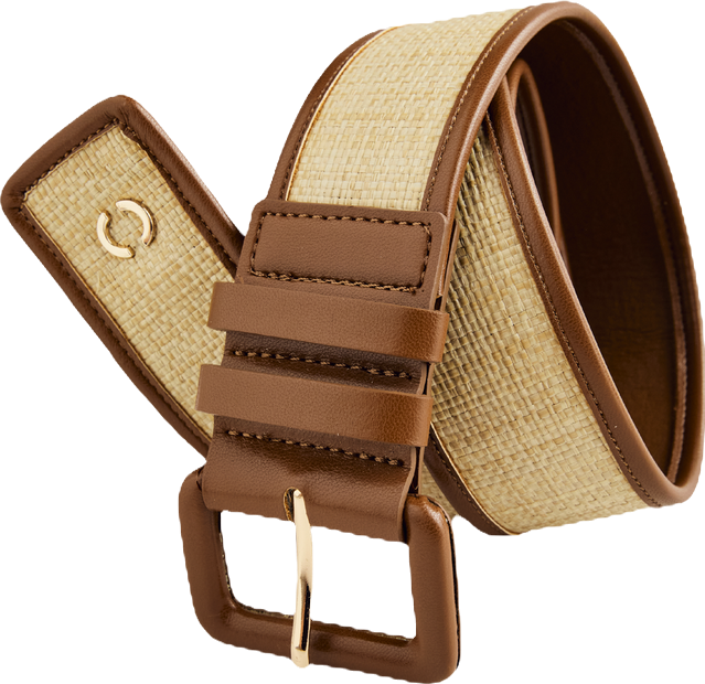 Raffia Leather Trimmed Classic Belt - Natural | Boston Proper