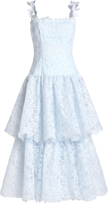 knee length dresses for ladies Off The Shoulder Lace Tiered Midi main image 0