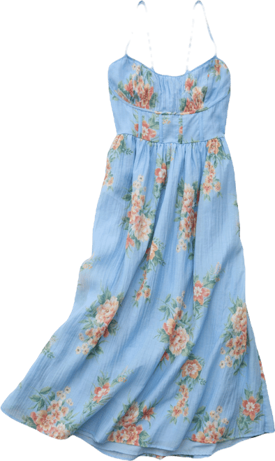 knee length dresses for ladies Celine Floral Tie Strap Bustier Maxi Dress main image 1