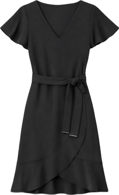 DKNY Women's Flutter Short-Sleeve V-Neck Faux-Wrap Dress - Macy's