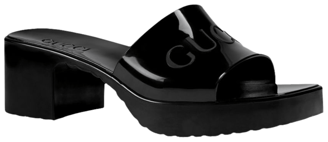 Rubber logo discount platform slide sandal