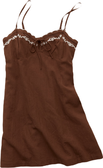 AE Embroidered Tie-Front Mini Dress | American Eagle