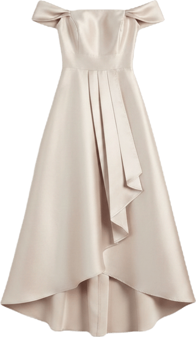 bardot neckline bridesmaid dress Dearest | Brown Bardot-Neck Midi Dress