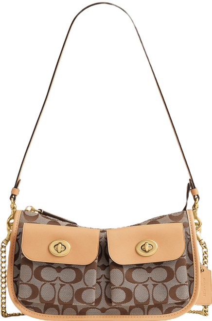 COACH Signature Jacquard Twin Turnlock Waverly Shoulder Bag