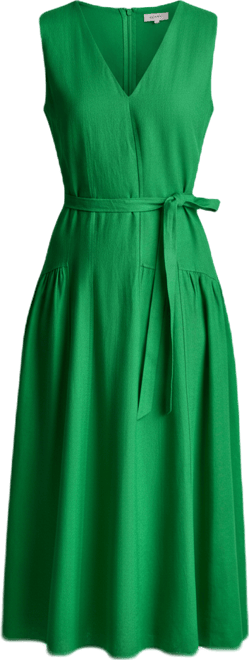 DKNY Women's Sleeveless V-Neck Drop Waist Midi Dress - Macy's