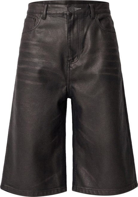 Ultra Baggy Washed Leather Shorts - Black | mnml