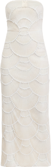 beige embroidered dress Andrea & Leo A0997 Long Sleeve Pearl Prom Dress Evening Gown main image 0