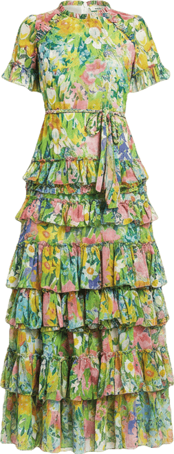 mac duggal ruffled high-neck raglan-sleeve printed chiffon dress Chiffon Ruched Illusion Raglan Sleeve Ruffled Gown