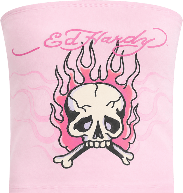 Women's Ed Hardy Flaming Skull Tube Top | Finish Line
