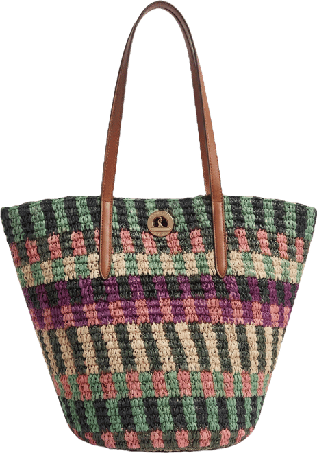 Raffia Anchor Basket Tote in Berry Multi | Veronica Beard