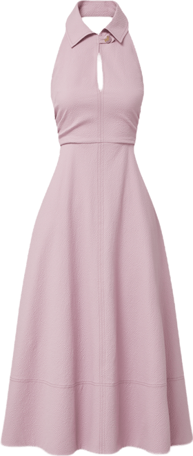 Veronica Beard Mackey Seersucker Halter Midi Dress | Pale Orchid Haze | Size 10