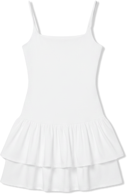 double ruffle drop waist mini dress Time and Tru Women's Cotton Double Cloth Mini Dress with Drop Waist, Sizes  XS-XXXL