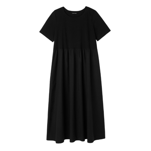 eileen fisher organic cotton jersey round-neck dress Eileen Fisher Women's Short Sleeve Midi Dress - Black