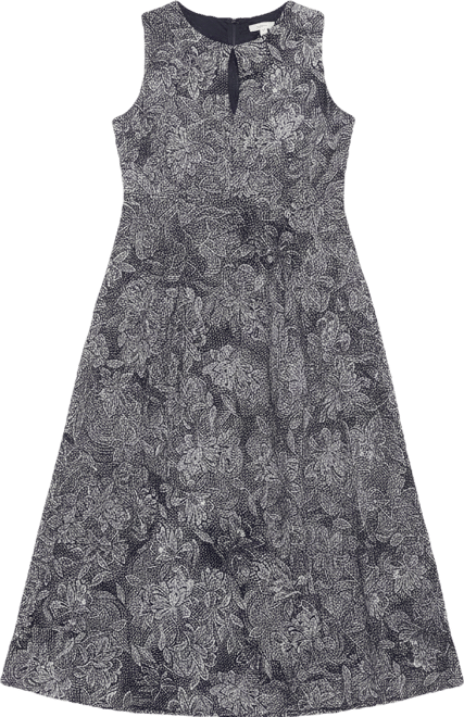 London Times Plus Size Keyhole-Neck Sleeveless Maxi Dress - Navy Ivory - Size 18w