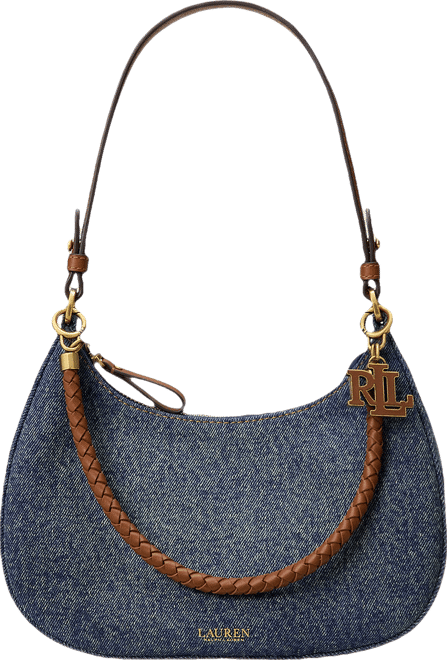 Lauren Ralph Lauren Marcy Medium Denim Zip Shoulder Bag - Macy's