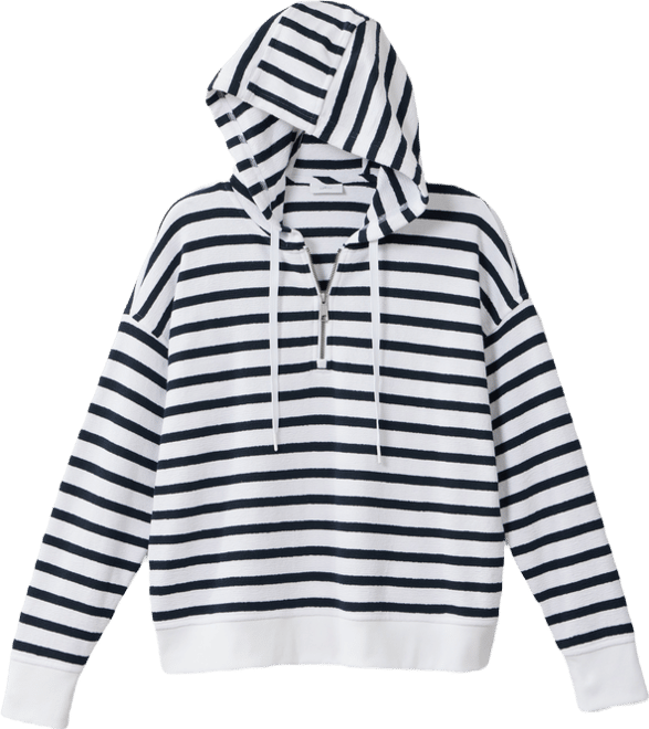 Fit Textured-Knit Half-Zip Hoodie | JJill