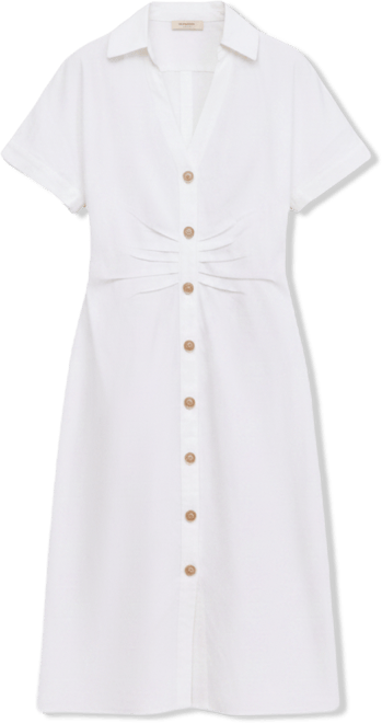 I.N.C. International Concepts Women's Short Sleeve Linen-Blend Shirt-Dress,  Macy's Exclusive - Macy's