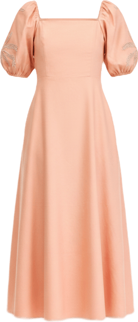 macy embroidered midi dress Dessy Collection Women's 3D Floral Embroidered Little White Midi Dress with Nude Corset Underlay