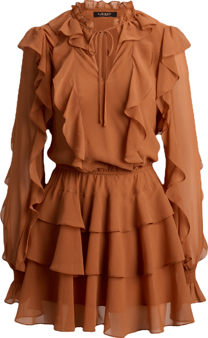 Lauren Ralph Lauren Women's Ruffle-Trim Tiered A-Line Dress - Macy's