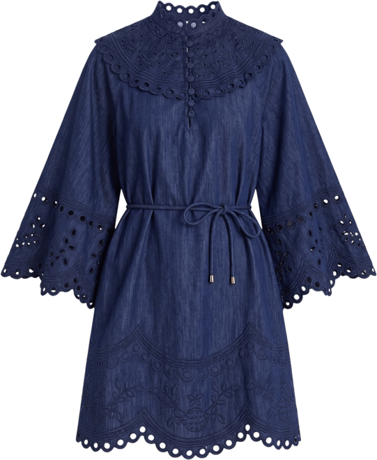Ink Mahon Broderie Denim Mini Dress | Zimmermann