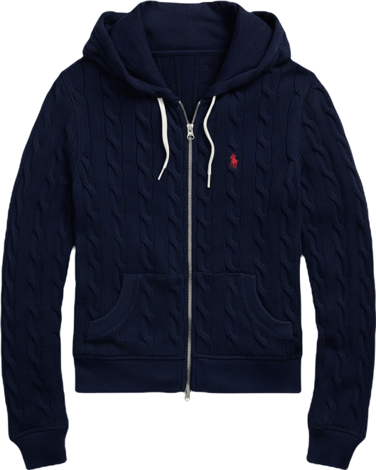 Polo Ralph Lauren Women's Cable-Knit Cotton Full-Zip Hoodie