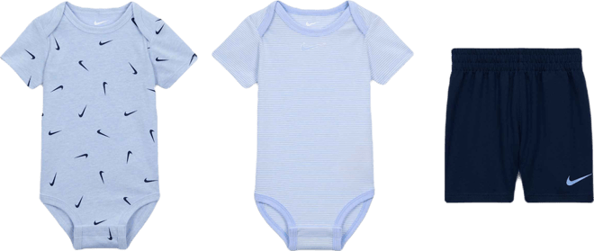 Nike Essentials 3-teiliges, gestreiftes Swooshfetti-Set (Babys)