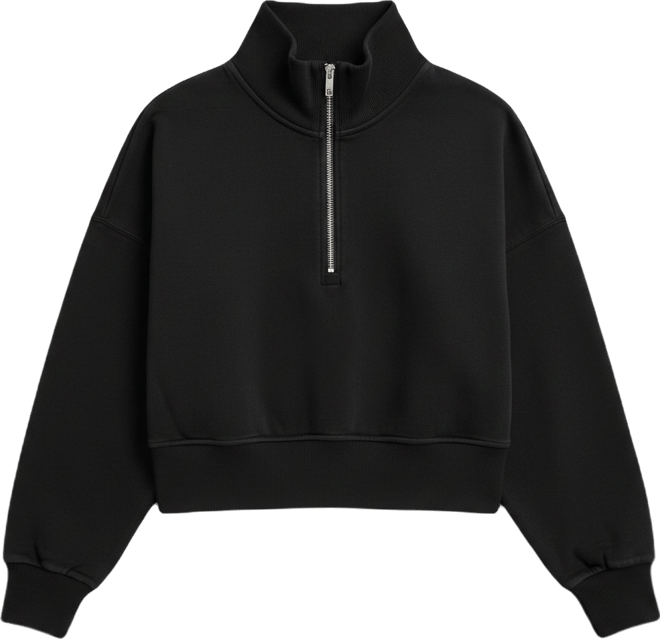 CALIA Women's Washed Cotton Fleece Cropped 1/2 Zip