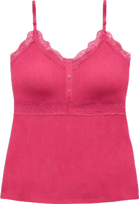 Plus Size - Super Soft Rib Scallop Lace Trim Cami - Torrid