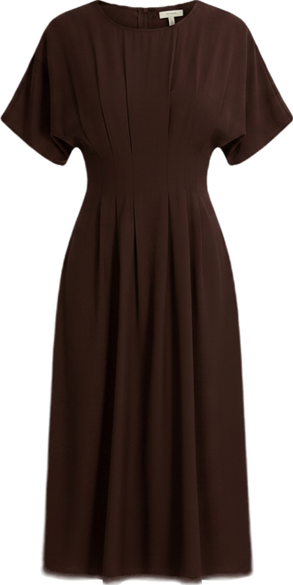 kensie short sleeve smocked waist a-line midi dress Kensie Short Sleeve Smocked Waist A-Line Midi Dress