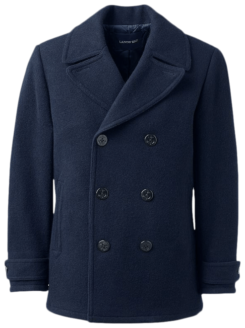 Men's Lands' End Wool-Blend Double-Breasted Peacoat