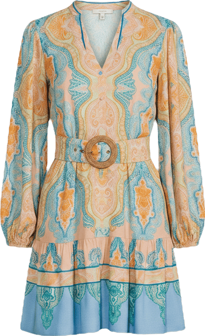 adrianna papell printed shirt dress Adrianna Day by Adrianna Papell Long Sleeve Belted Shirt Dress