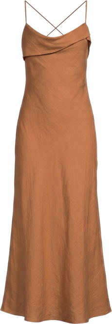 cosette linen blend drape midi dress REISS Cosette Linen Blend Drape Midi Dress
