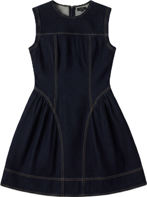 mia denim mini dress Dandelion Wash Denim Overall Mini Dress Floral Denim / L