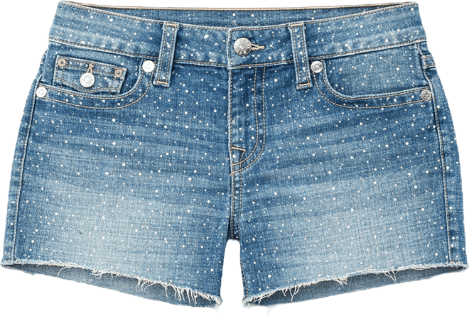 True Religion Crystal Joey Low Rise Cutoff Denim Shorts | Dillard's