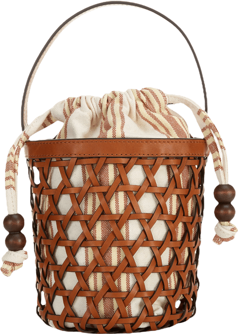 Loeffler Randall Laith Crochet Drawstring Top Handle Bucket Bag
