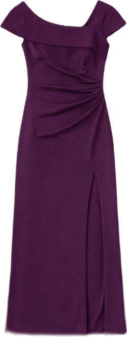 DJ Jaz Womens Asymmetrical Neck Short Sleeve Evening Gown, Color