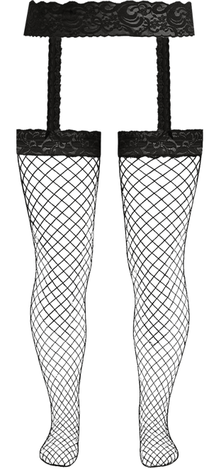 Fishnet & Lace Faux Garter Tights