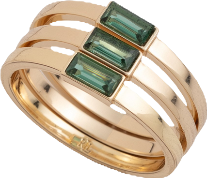 Lauren Ralph Lauren Gold Tone Erinite Baguette Stacked Ring Set
