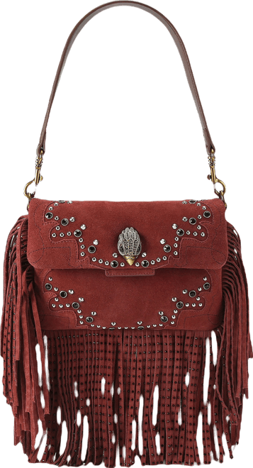 Kurt Geiger London Small Oxford Suede Studded Fringe Shoulder Bag