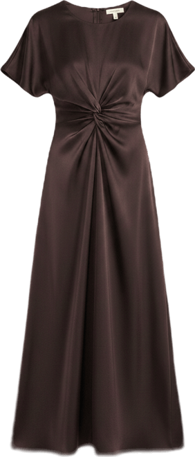 antonio melani gabriella crew neck short sleeve satin maxi dress Antonio Melani Gabriella Satin Ruched Jewel Neck Short Sleeve Flounce Midi  Dress at Hamilton Place in Chattanooga, TN