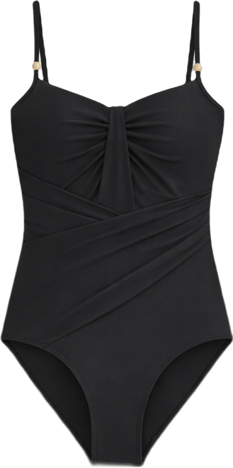 CALIA Women's Gathered Front Beaded One Piece Swimsuit