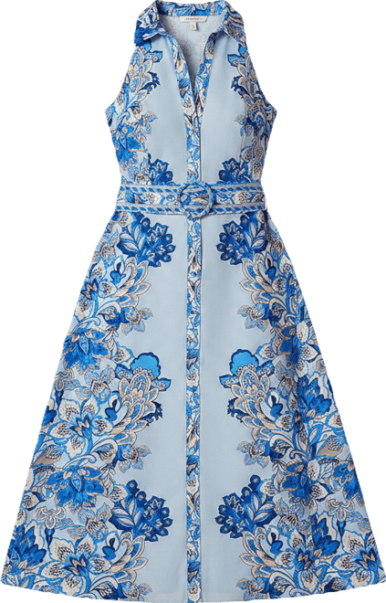 adrianna papell printed shirt dress Adrianna Day by Adrianna Papell Printed Sleeveless Belted Shirt Midi Dress