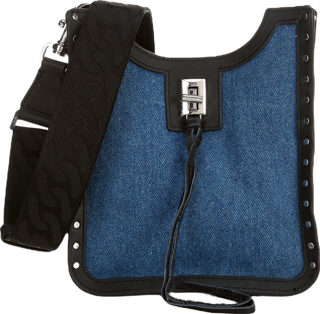 REBECCA MINKOFF Darren Denim Surplus Mini Studded Turnlock