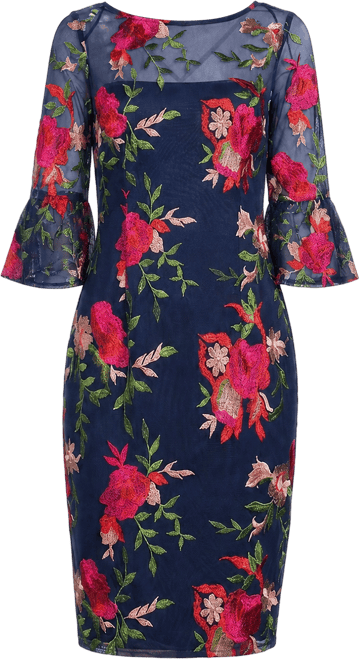 adrianna papell floral embroidered sheath dress with bell sleeves Amazon.com: Floral Embroidered Sheath Dress With Bell Sleeves In Blush  Multi : Clothing, Shoes & Jewelry