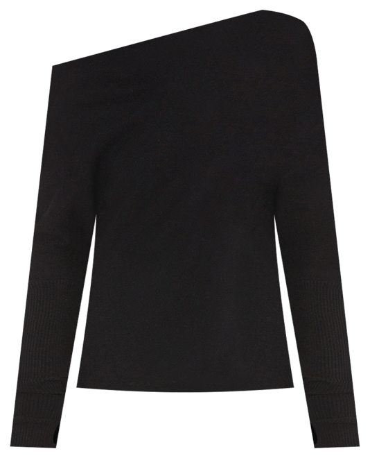 Cashmere Cuffed Off Shoulder Long Sleeve Top