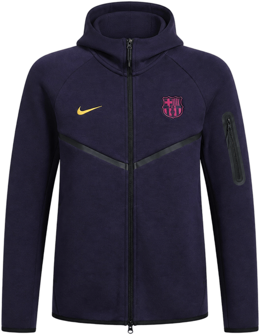 FC Barcelona Tech Fleece Windrunner Sudadera con gorro de fútbol Nike de cierre completo para hombre