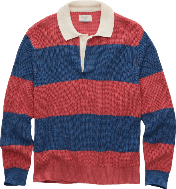 AE Shaker Stitch Rugby Sweater Polo | American Eagle